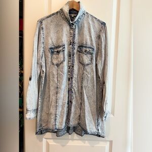 John Mark Acid Wash Denim Button-Up Shirt, Large